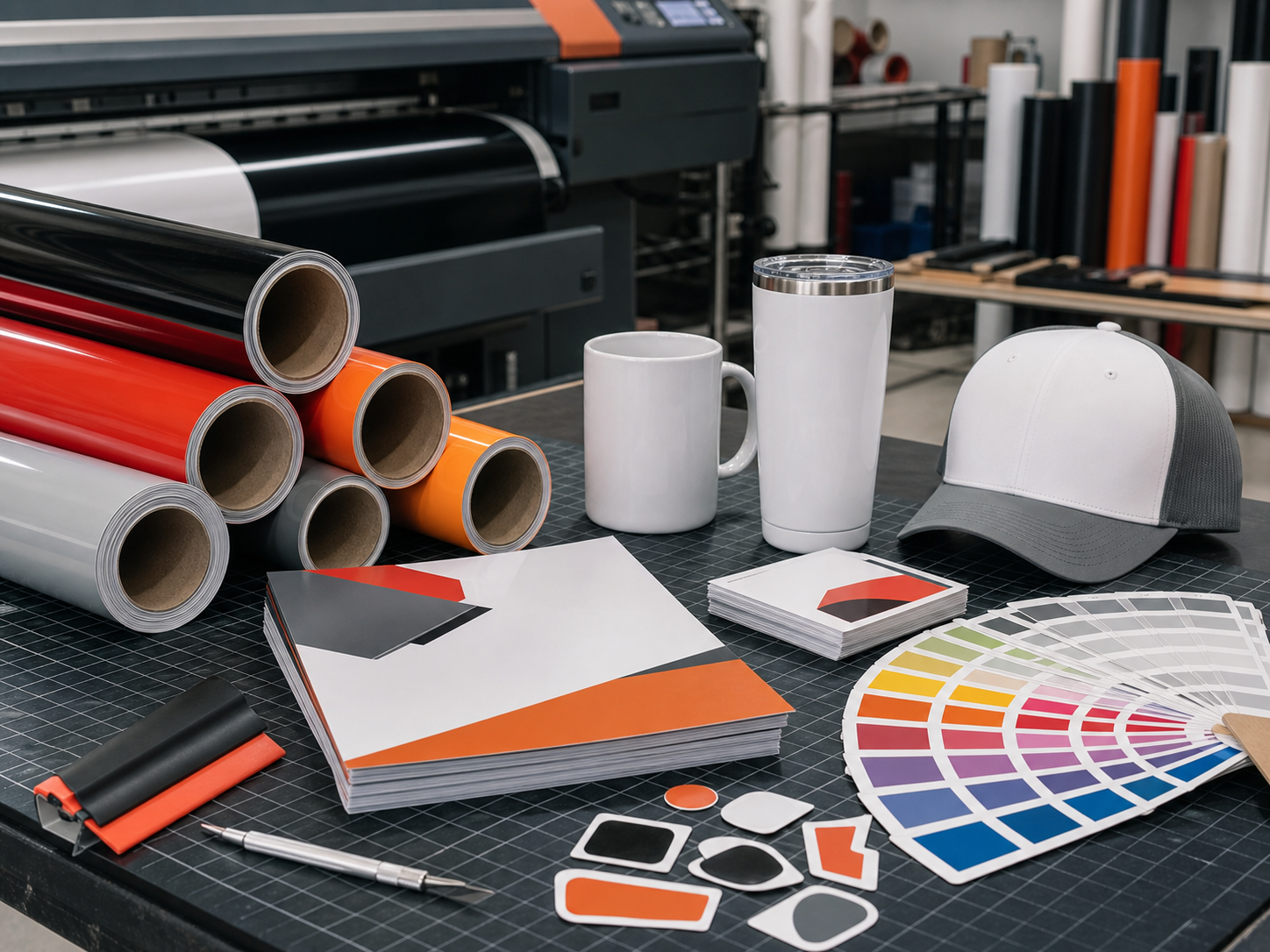 Materiales de impresión, viniles y artículos promocionales para publicidad